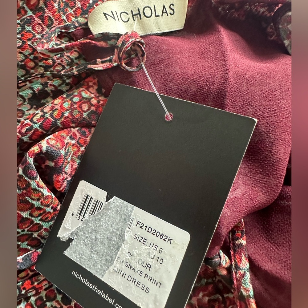 NICHOLAS Devan Gathered Snake-print Crepe Mini Dr… - image 8